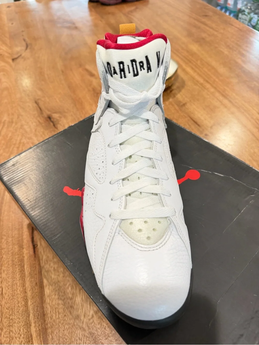 Jordan men’s' White/Red/Gold High-Top Sneakers